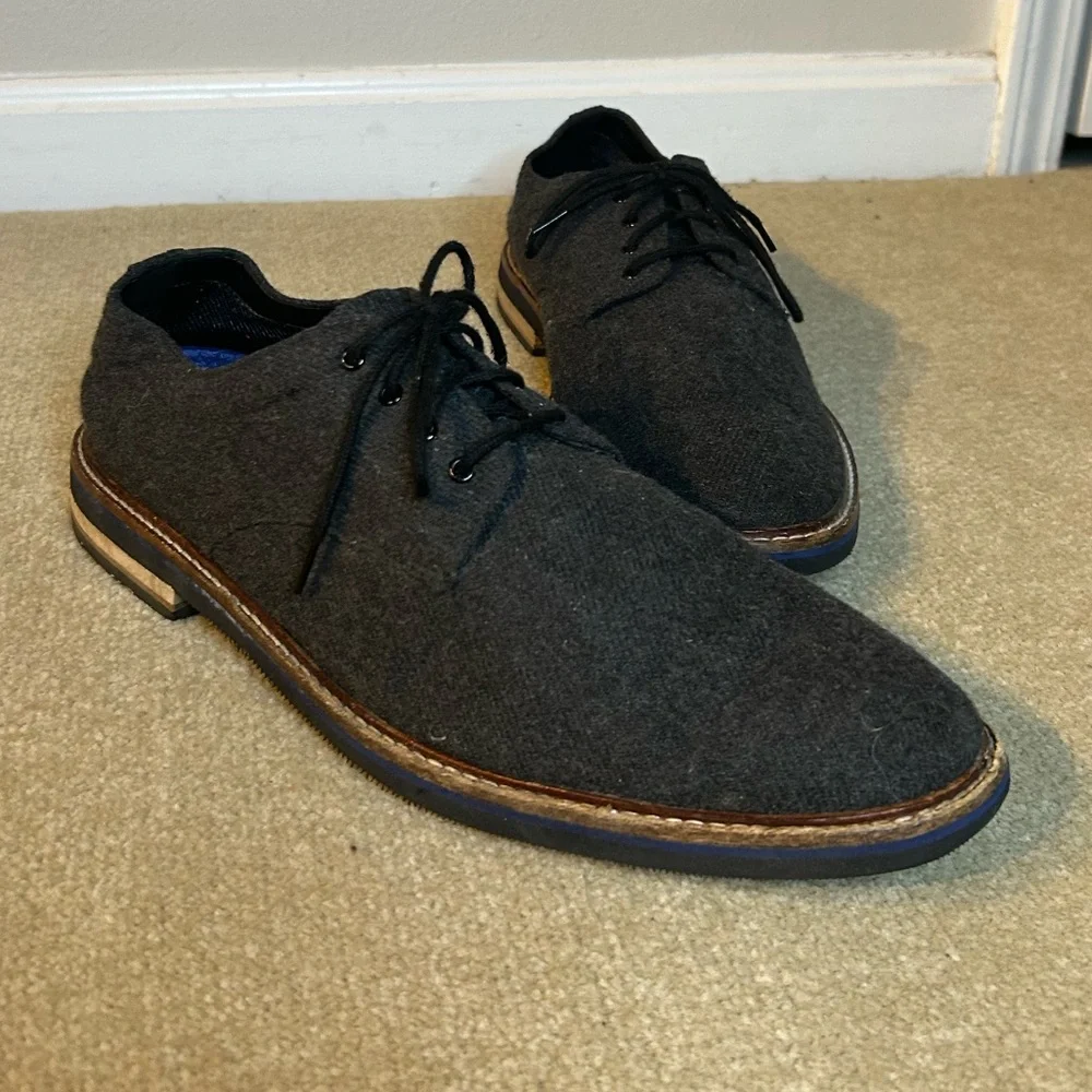 BOSTONIAN Men's Dezmin Plain Oxford Casual Dress Black Grey Wool Shoe Size 11